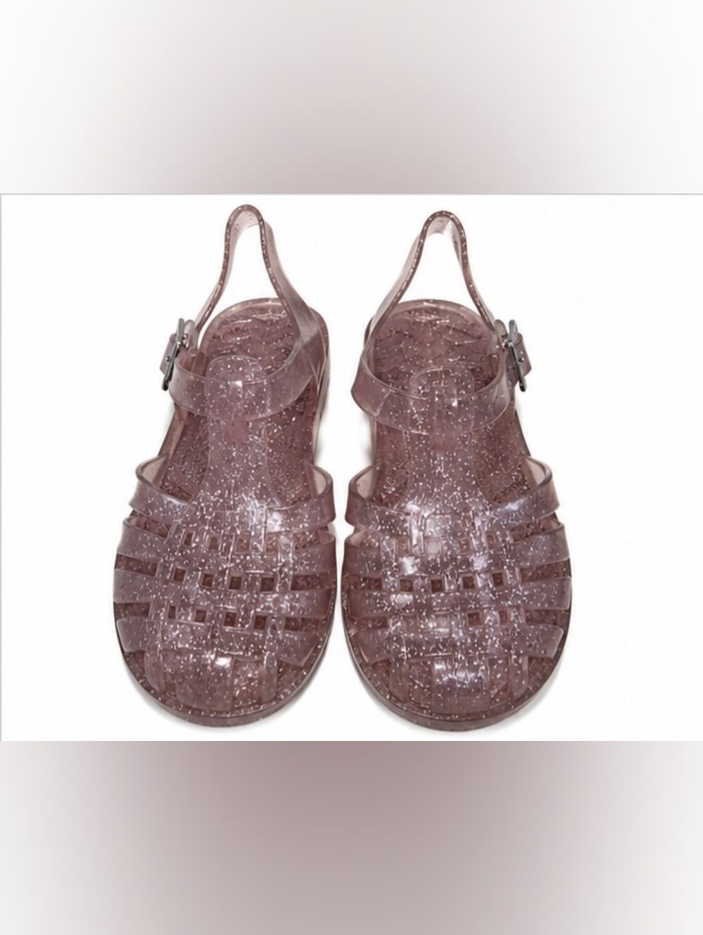 Girls Glitter Jelly Fisher Sandals – Translucent Mauve/Purple – Toddler Size 8